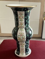 Herendi porcelán Siang Noir SN váza, 30 cm, hibátlan!