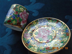 Embossed handmade gold and colorful enamel floral patterns with coffee cup coaster handmade china sign