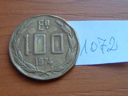CHILE 100 ESCUDO 1974 Nikkel-sárgaréz, KONDOR KESELY #1072