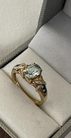 Kb 1,65ct! Akvamarin  és gyémánt gyűrű ! Lenyűgöző ékszer