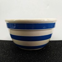 English vintage striped faience bowl