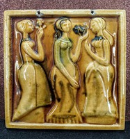A három grácia - vintage kerámia falikép