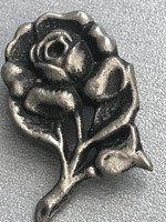 Ezüstözött rózsa bross, 3 cm