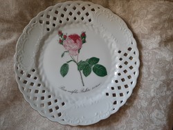 Hibátlan Hutschenreuther rózsás, csipkés szélű falitányér 26 cm