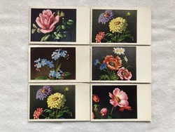 6 pcs antique graphic floral mini postcards, greeting cards - postage clean