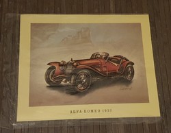 Alfa Romeo 1932 papír nyomat,  37,5x30 cm
