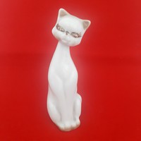 Art deco Cica, fehér macska szobor