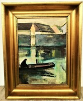 Deseő L. (?-?) csónakos 70-es évek c. festménye Eredeti Garanciával!