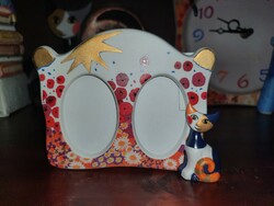 Goebel rosina wachtmeister double picture frame with cat prato di fiori