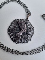 Old retro beautiful condition silver plated openwork pattern pendant chain
