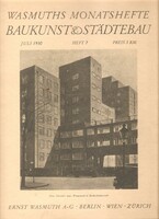 Wasmuths Monatshefte Baukunst & Stadtebau 1930  Juli