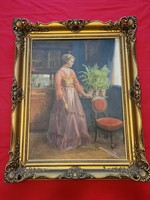 William the Great (1874-1953): original painting by a gentleman in a salon
