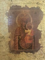Gyönyörű  Mária Kis Jézussal ikon szerű kép csodás keretben.