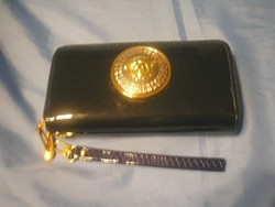 N27 new versace large replica wallet with logo, patent leather + handle 2 compartments 20x10 cm