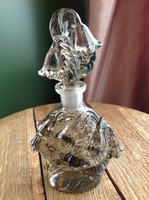 Art deco H. Hoffmann, Bohemia füstkvarc színű parfümös kristály palack