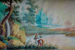 Barokk tájkép, gouache, 18. sz.