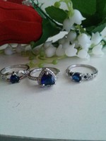 3 pcs silver colored blue stone ring jewelry jewelry
