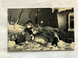 Old New Year's puppet postcard, postman