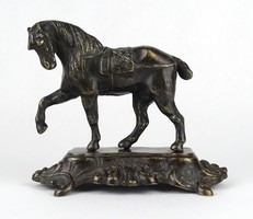 1I730 Bronz ló szobor barokk talapzaton 13 x 16 cm