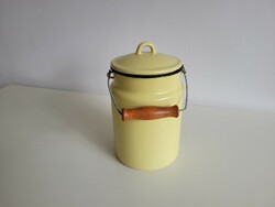 Vintage 3 L Yellow Enamel Handle Jug, Old Enamel Milk Jug, 3 Liter Food Item