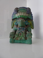 Antik különleges mitológiai  azték kerámia szobor.
