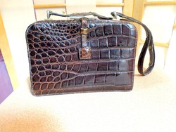 Antique leather bag with alligator zumpolle before 1945