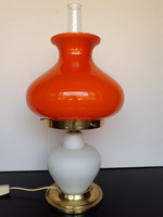 Gyönyörű narancssárga burás nagy méretű asztali lámpa, 50 cm