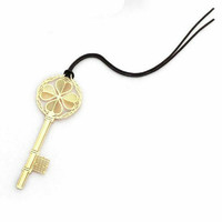 Gold-plated key bookmark with leather thread (24k)