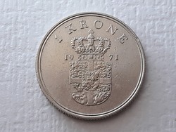 1 Krone 1971 érme - Dán 1 korona Frederik IX Konge Af Danmark 1971 külföldi pénzérme