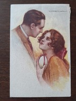 Régi képeslap 1924 Tito Corbella művészrajz szerelmespár art deco levelezőlap