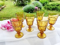Biedermeier stílusú borostyán színű pohár készlet