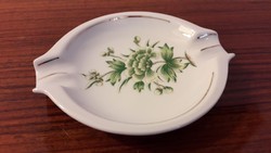 Régi Hollóházi porcelán hamutál zöld virágmintás hamutartó hamuzó