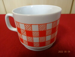 Zsolnay porcelain cup, red checkerboard pattern, height 7 cm. He has! Jókai.