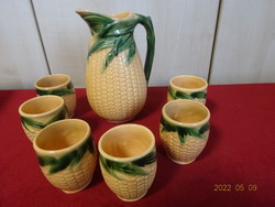 Glazed ceramic wine set with corn pattern. He has! Jókai.