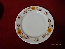 Lowland porcelain small plate with brown and yellow folk motif. He has! Jókai.