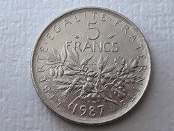 5 Frank 1987 érme - Francia 5 francs 1987 külföldi pénzérme