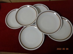 Lowland porcelain small plate, brown striped, six for sale. He has! Jókai.
