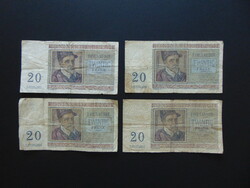 Belgium 4 darab 20 frank bankjegy LOT !