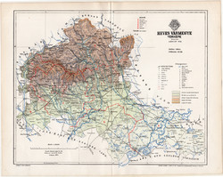 Heves vármegye térkép 1894 (12), lexikon melléklet, Gönczy Pál, megye, Posner Károly, eredeti