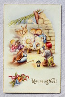 Régi Maria Baro Karácsonyi üdvözlő képeslap  Jászol