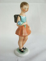 Retro ... Applied art ceramic figurine nipp school girl