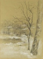 1I817 xx. Century painter: winter forest detail