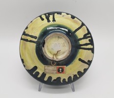 Retro 2. Laborcz Mónika iparművészeti tál, tányér 2. , jelzett, 20 cm