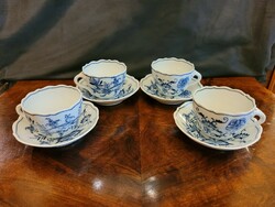 4db Meisseni teáscsésze aljjal Meissen csésze alj tányér kék fehér hagymamintás