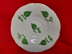 Alt Wien 1850 Kézi Festett Zöld Levél Mintájú Porcelán Csésze Alátét Tányér.15.5 cm.