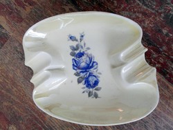Antique iridescent blue rose porcelain ashtray, ashtray, 15.5 x 13 cm