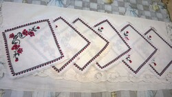 Cross stitch poppy motif. Napkin, place mat too