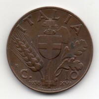 Olaszország 10 olasz centesimi, 1938