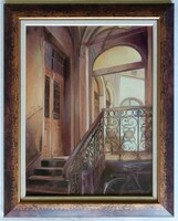 Zoltai Attila "Lépcsőházi fények" c. olajfestmény remek keretben ingyen postával