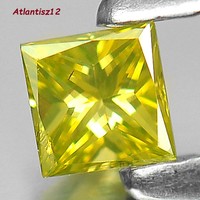 Amazing! 100% Term. Lemon yellow princess square belgian diamond 0.12ct! (Si) value: HUF 191,200!